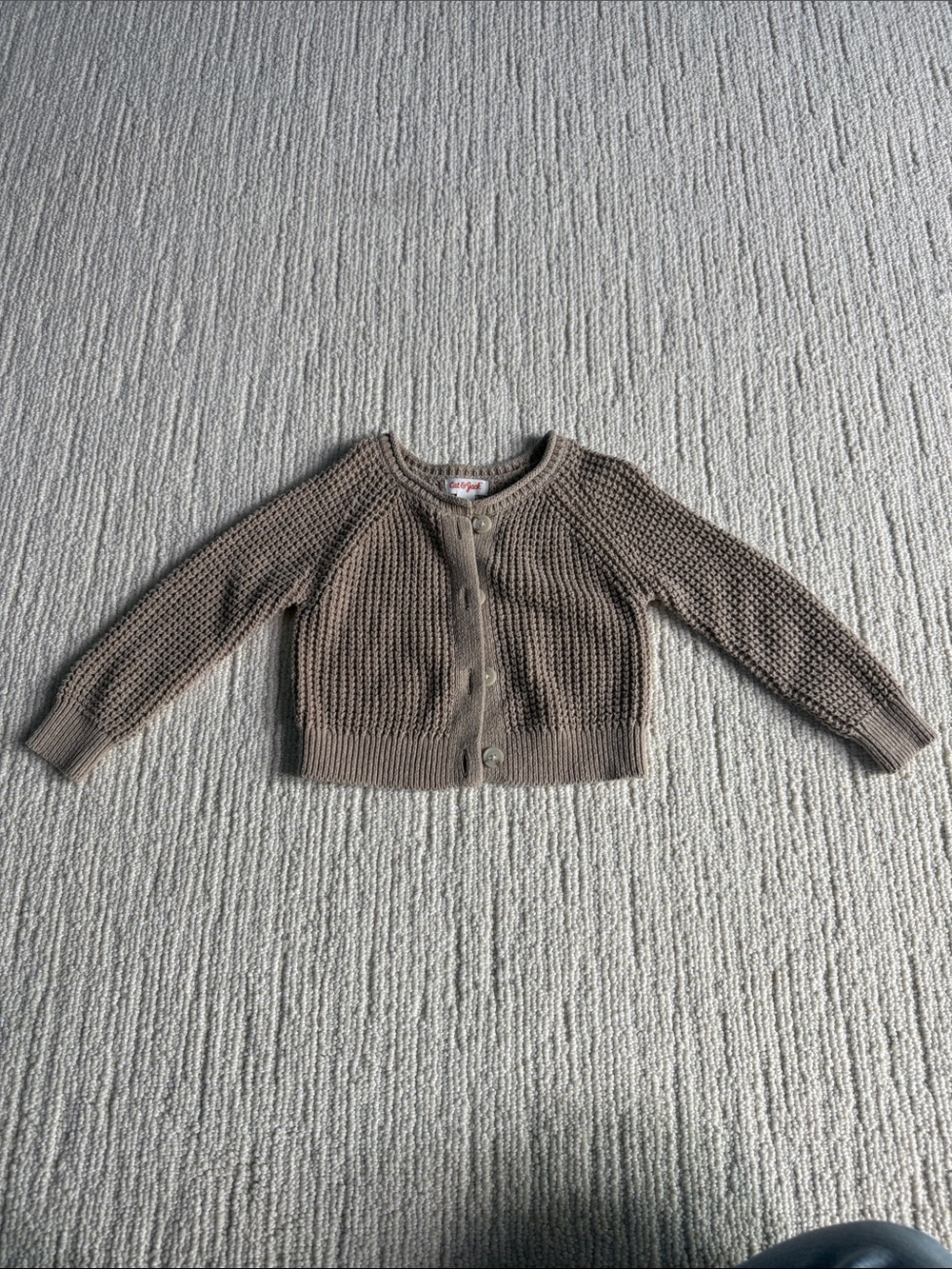 Cropped Chunky Knit Cardigan Sweater - Taupe